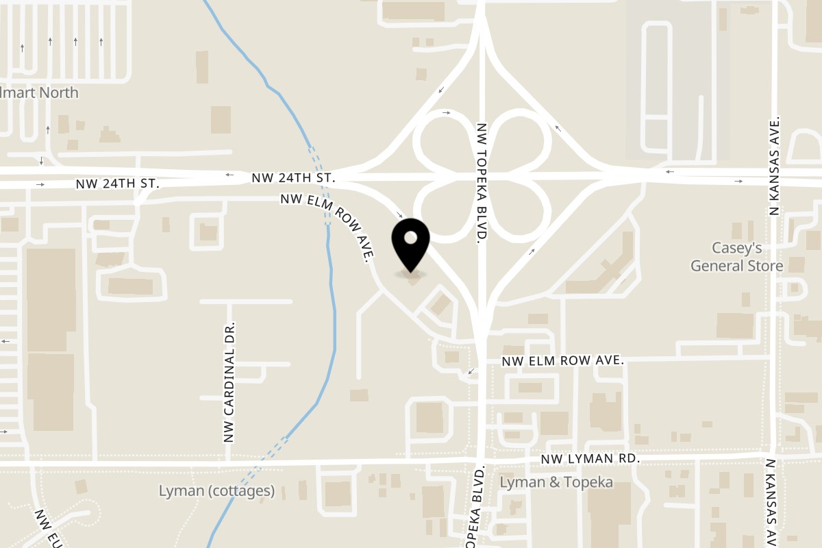 Map showing the location of Tequilas North Mexican Restaurant & Bar on 520 NW Elm Row Ave in Topeka